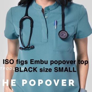 ISO Figs EMBU popover top in BLACK size SMALL